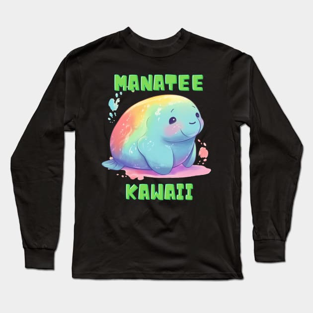 Manatee Kawaii, Colorful, Sea Cow, Cute Long Sleeve T-Shirt by FrenArt